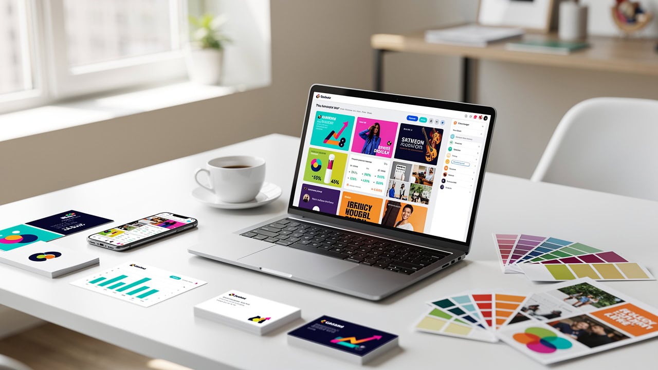 Marketing professional creating content with AI tools