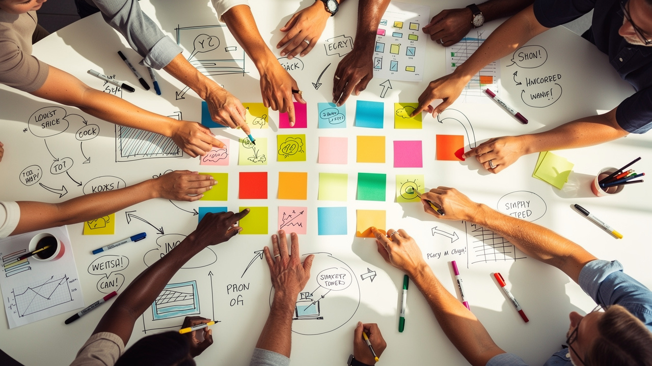 Creative team brainstorming innovative campaign ideas