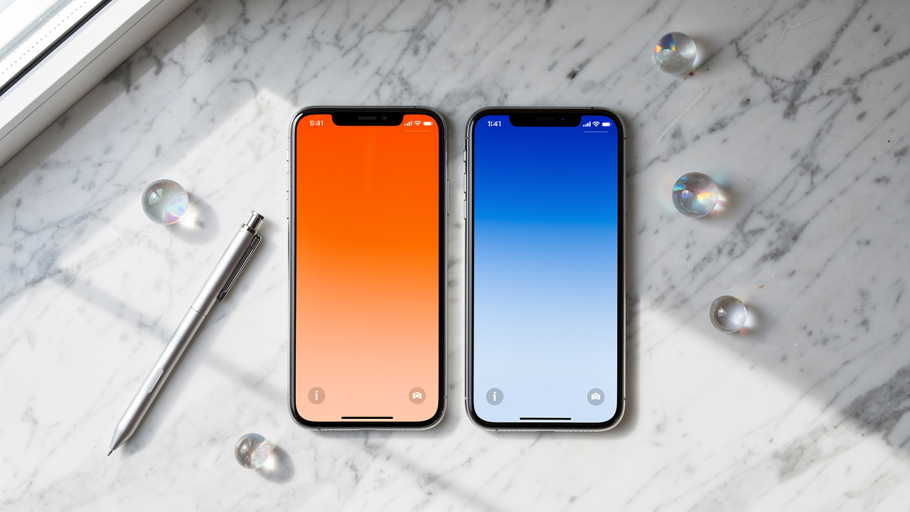 Two smartphones side by side showing different interface designs