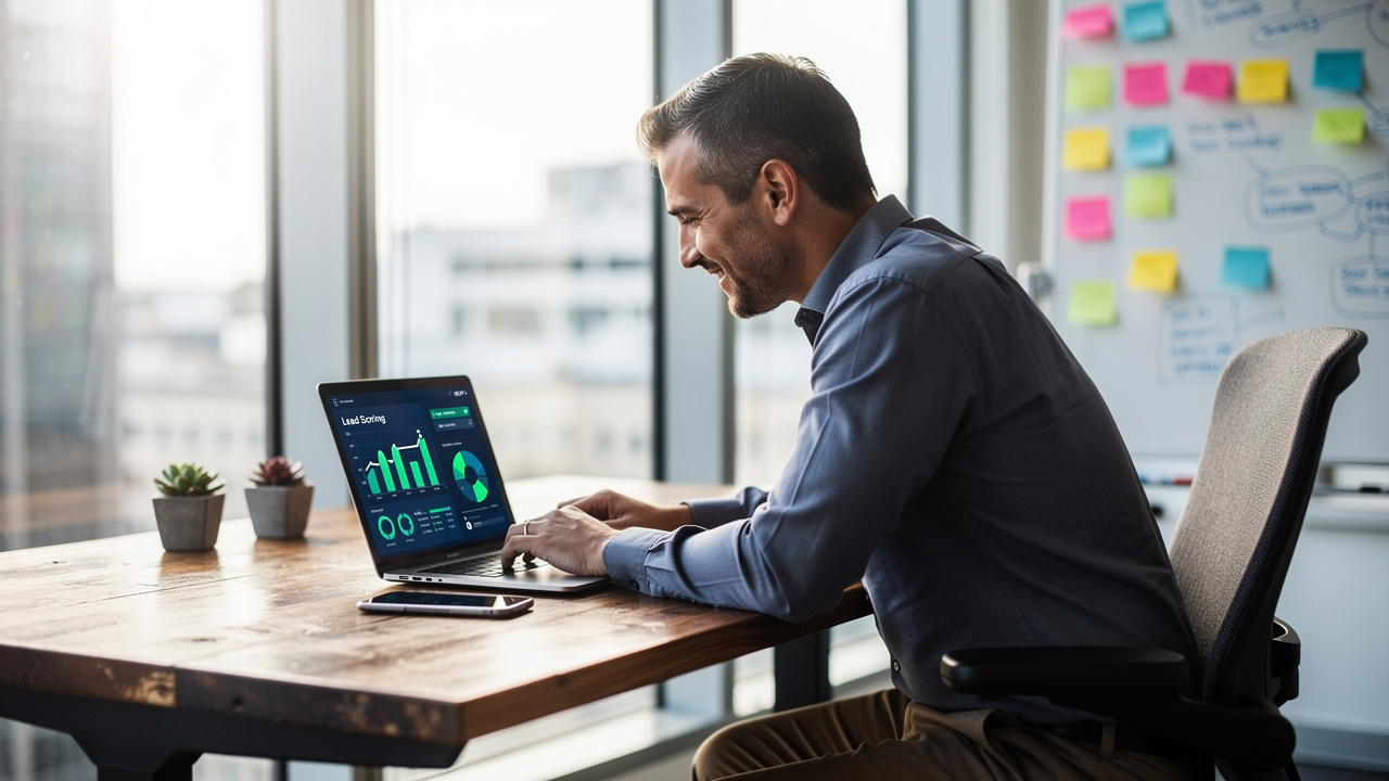 Sales professional analyzing AI-powered CRM pipeline data