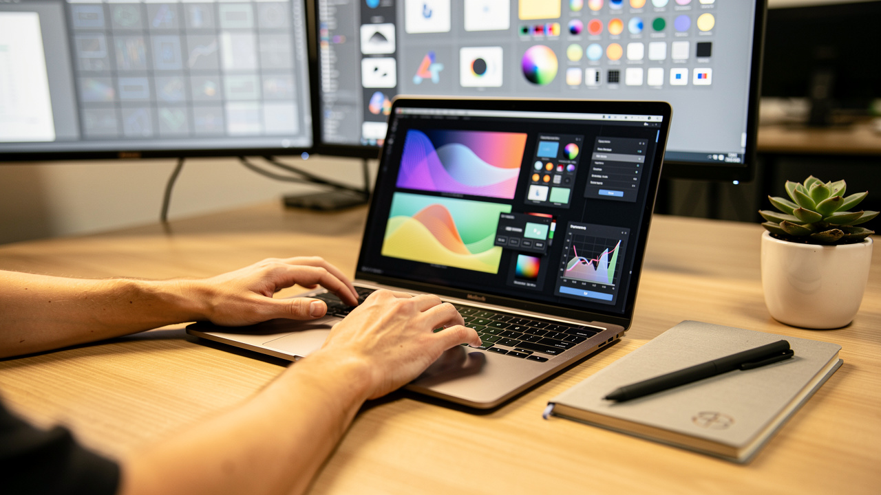 Designer working on digital brand management platform tools