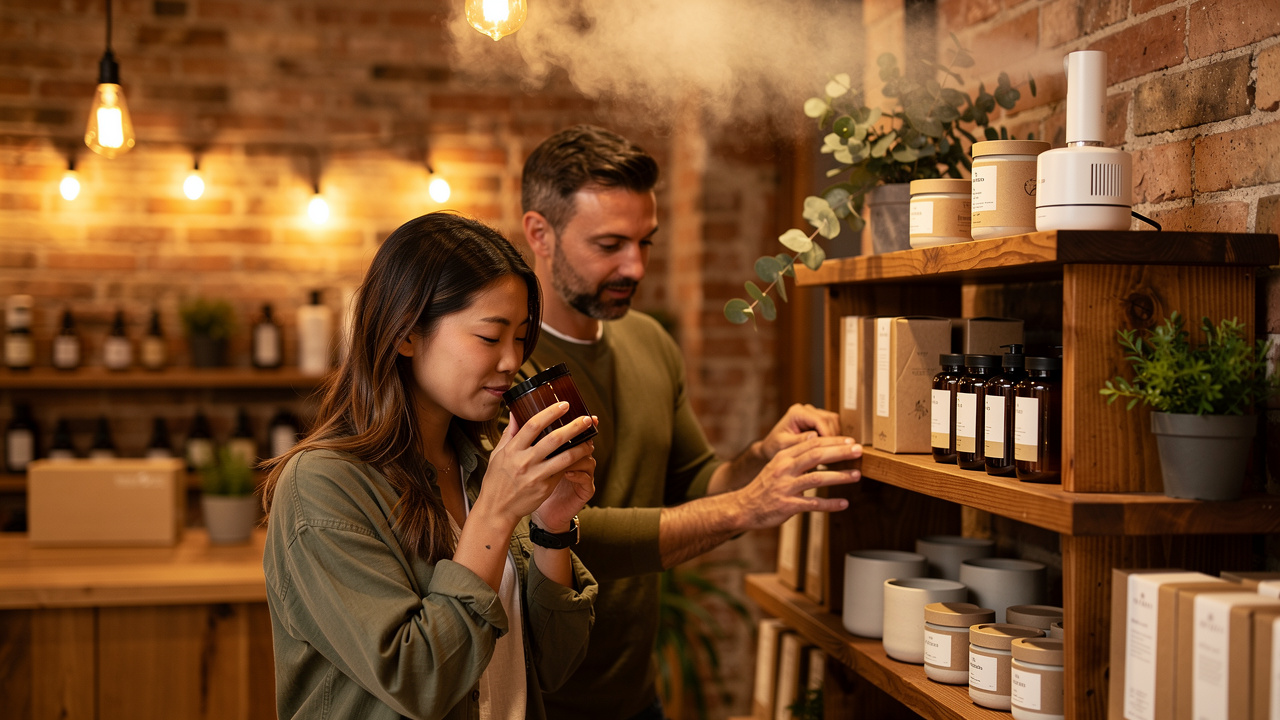 Customers lingering longer in a scented boutique retail store